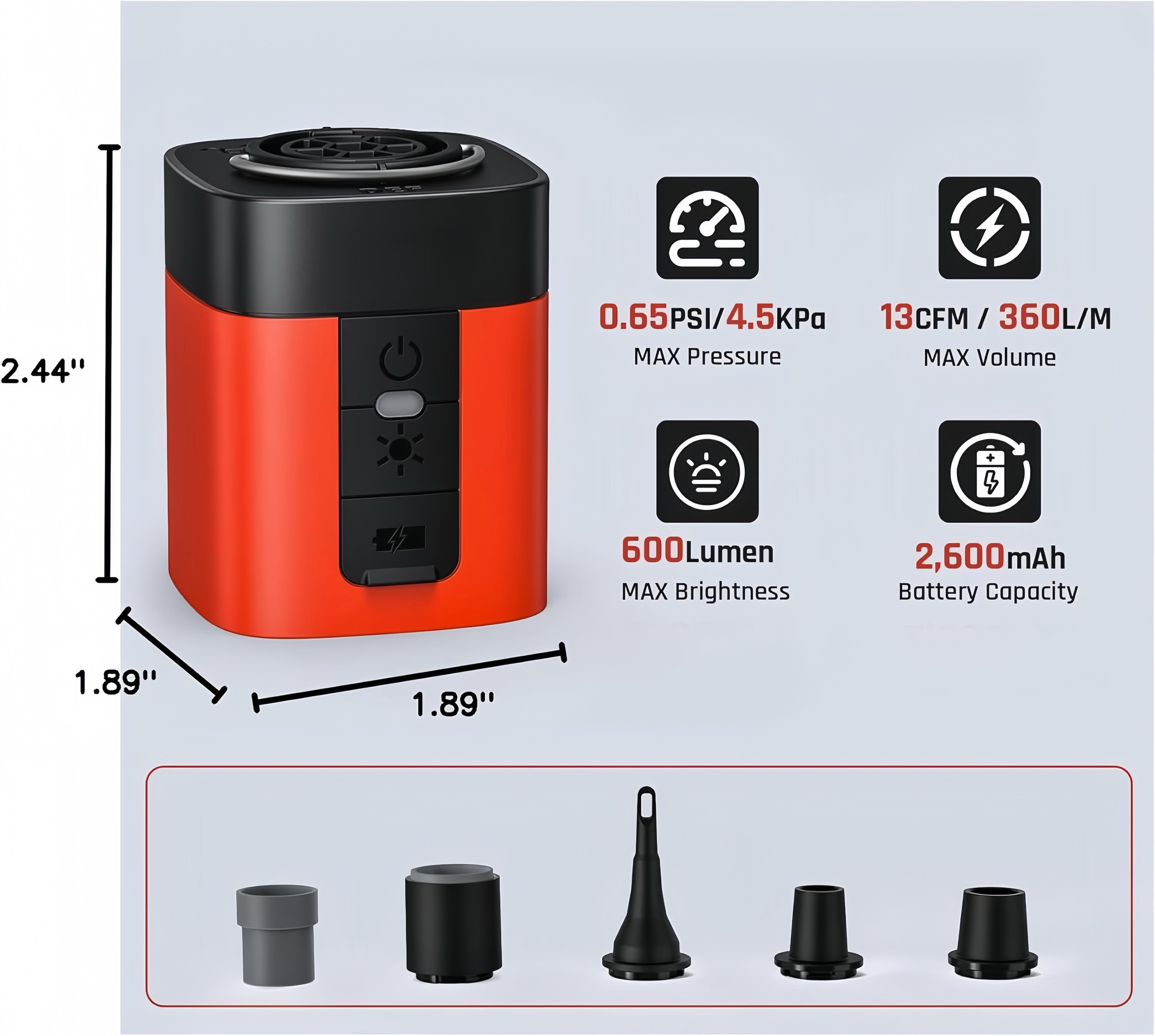 AirBurst Pro – Compact Electric Pump with Vacuum & LED Light