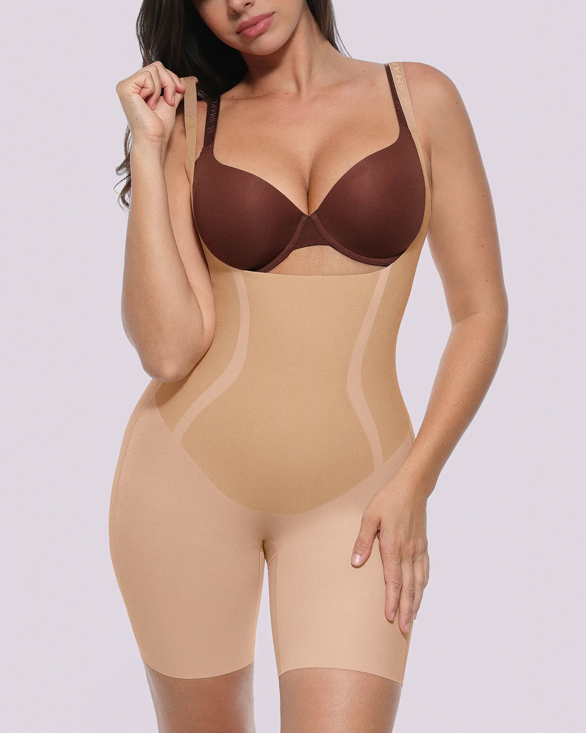 Curve Code™ LYCRA®FitSense™ Open Bust Full Bodysuit