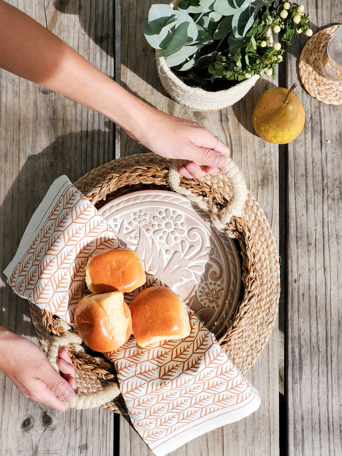Bread Warmer & Basket Gift Set with Tea Towel - Bird Round-0