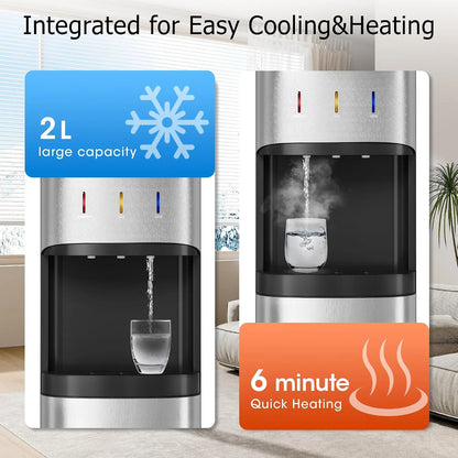 3-5 Gal Bottom-Loading Water Cooler Dispenser, 3 Temperature Settings (Hot, Room, Cold), Child Safety Lock, Stainless Steel for Home, Office