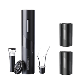 All-in-One Wine & Beer Opener Gift Set – Electric Corkscrew with Aerator & Vacuum Stopper + 2 x Push-Down Beer Opener