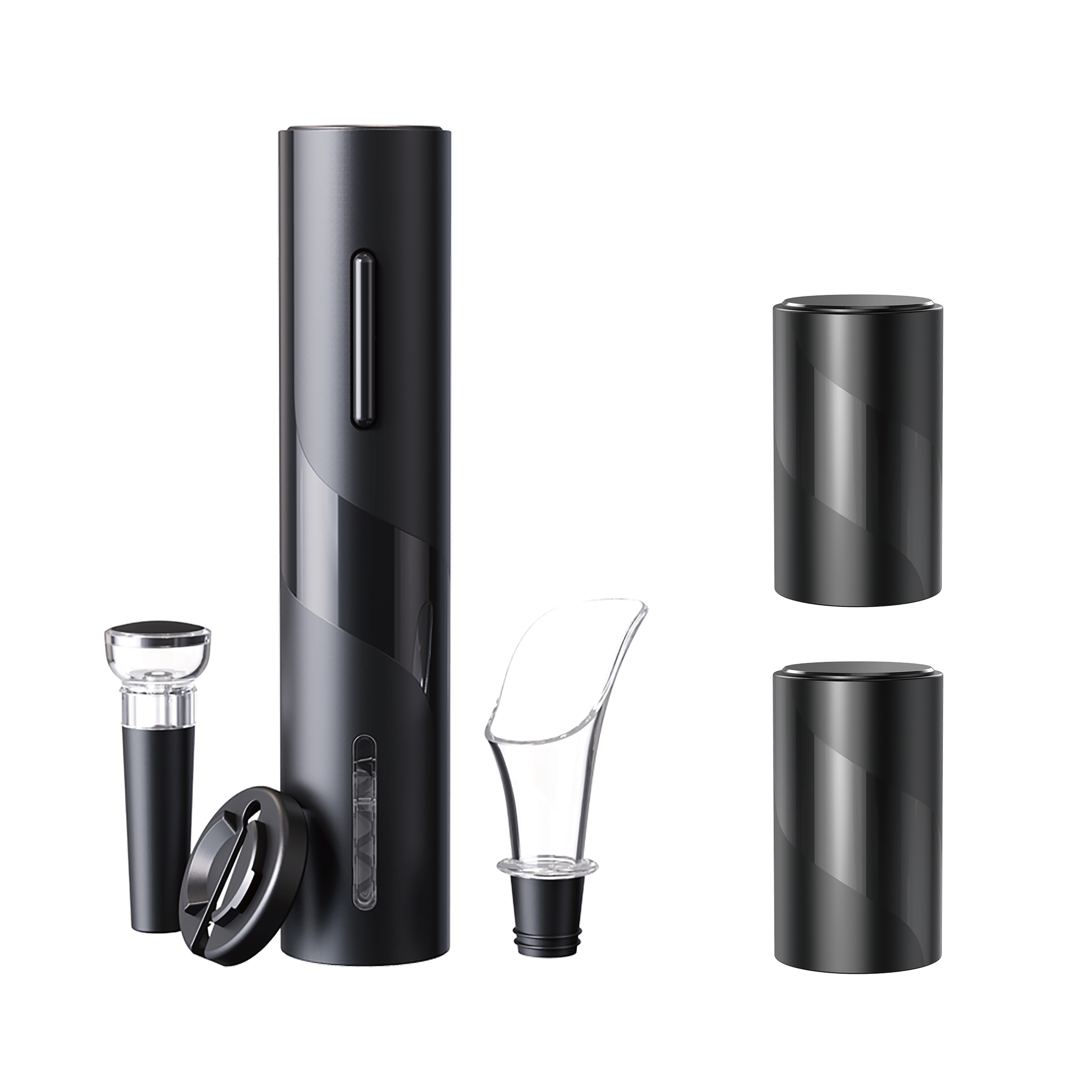 All-in-One Wine & Beer Opener Gift Set – Electric Corkscrew with Aerator & Vacuum Stopper + 2 x Push-Down Beer Opener