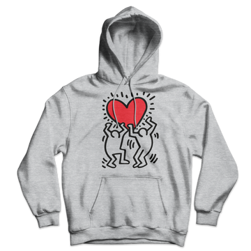 Men Holding Heart Icon, Street Art Hoodie-0